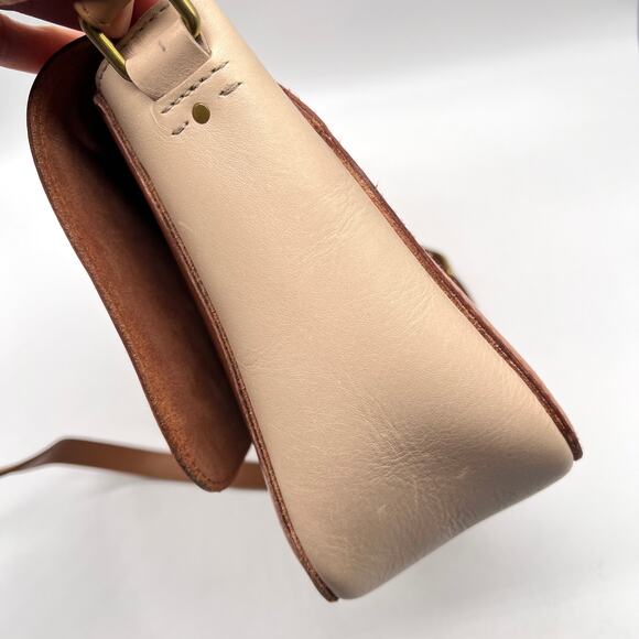 MADEWELL The Abroad Shoulder Bag Colorblock Edition Tan Leather Medium Large - Picture 9 of 16